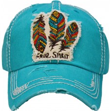 FREE SPIRIT on Turquoise Mujer&apos;s Baseball Cap  Distressed Dad Hat  eb-40628384